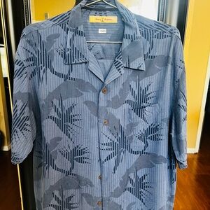 Tommy Bahama Navy and Gray Tropical Men's Shirt